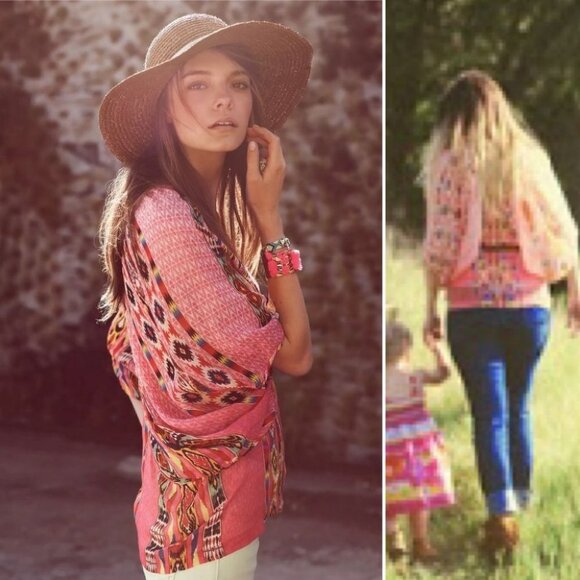 Anthropologie Tanvi‎ Kedia Shivali Doman Sleeve Top Pink Size XS Bohemian Boho - Picture 1 of 11